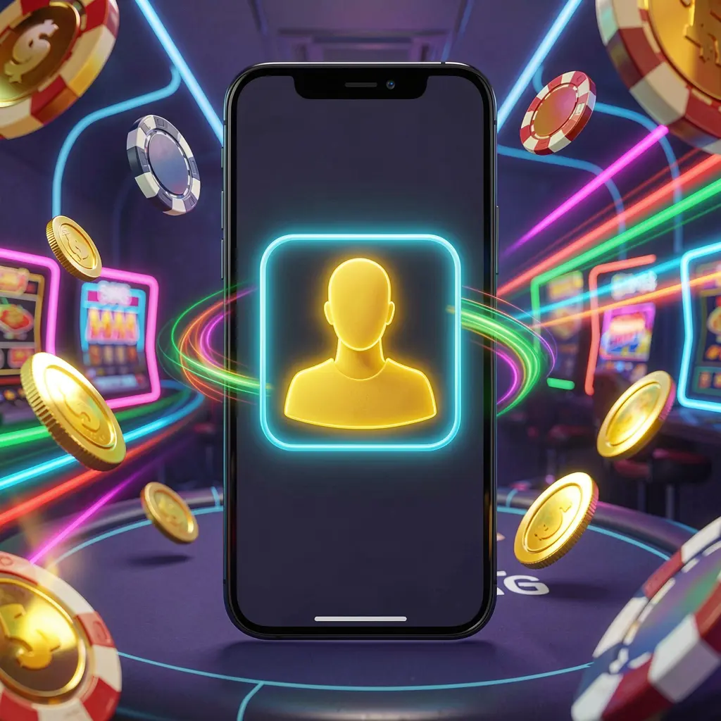 JLCRK fast casino login banner featuring a smartphone with a bright user icon, speed light trails, and golden coins and chips flying around in a modern neon casino style